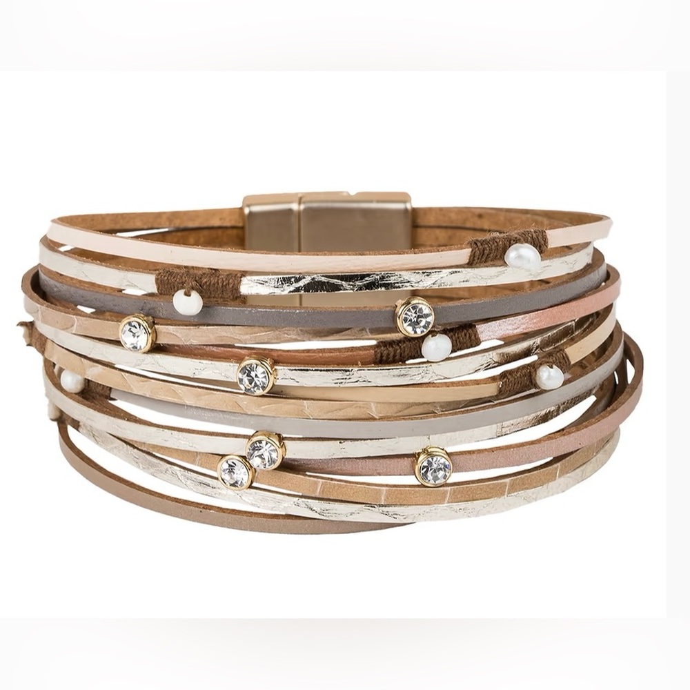 Saachi leather multi-strand bracelet